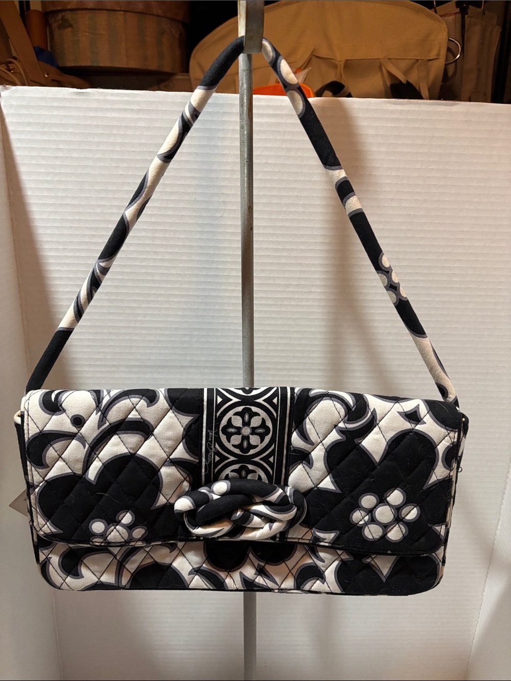 Vera Bradley Quilted Black & White Floral Shoulder Bag